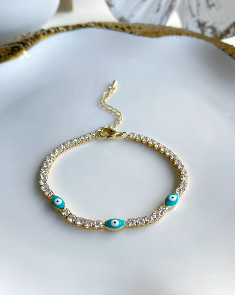Eyes Aqua CZ Bracelet