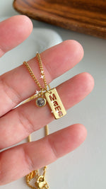 MAMA Tag with CZ Necklace