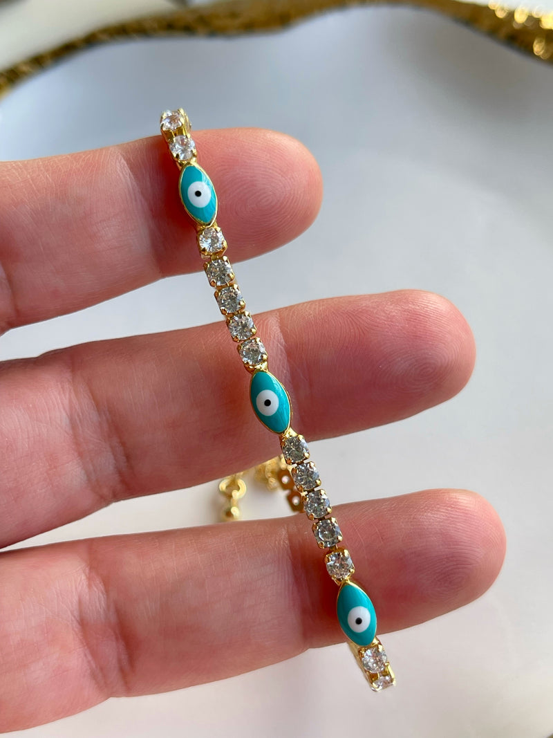 Eyes Aqua CZ Bracelet