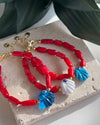 Red Coral & Shell Bracelet