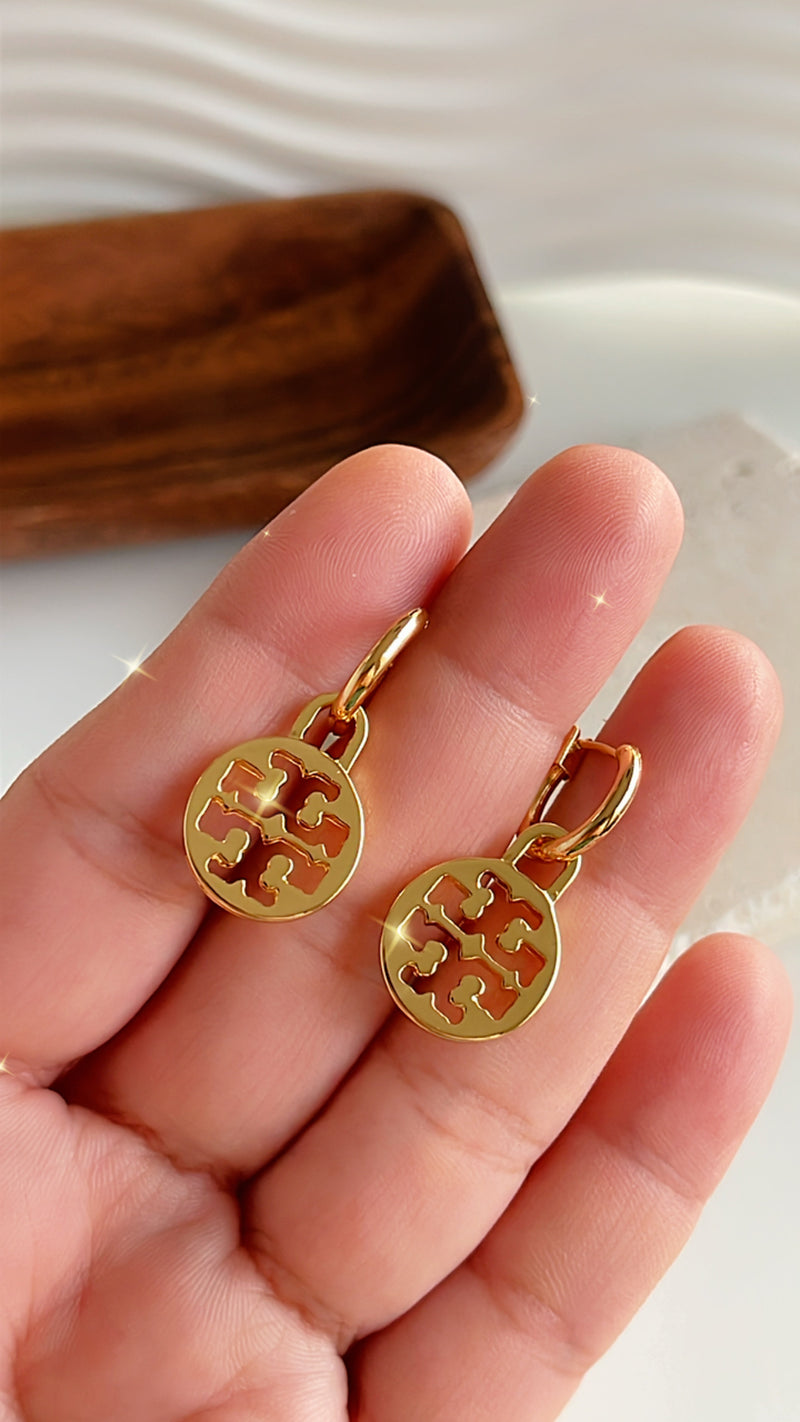 Tory Logo Charm Hoops