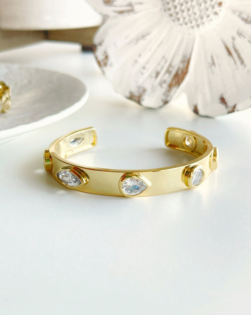 Oval Drops CZ Bracelet Cuff