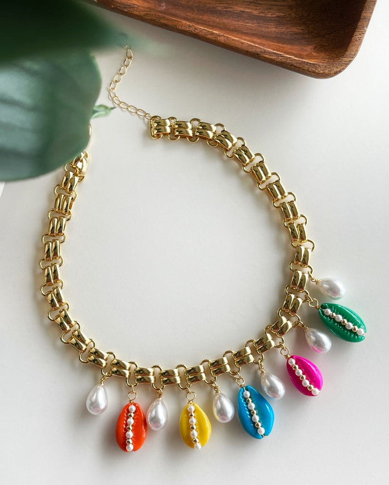 Multicolor Cowrie Charms Necklace