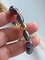 Charcoal Gray Pearls Bracelet