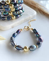 Charcoal Gray Pearls Bracelet