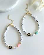 Blk Smiley Strips Bracelet