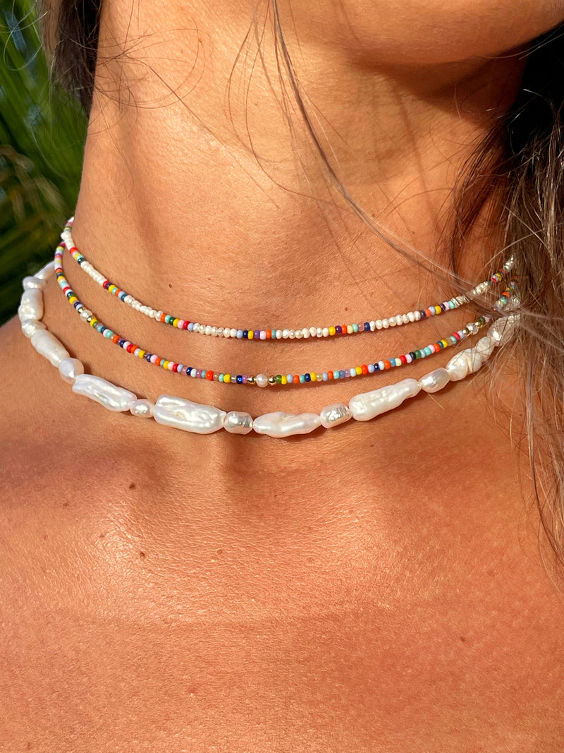 Peach Pink Blue Shell Choker Necklace Summer Beach Jewelry 16