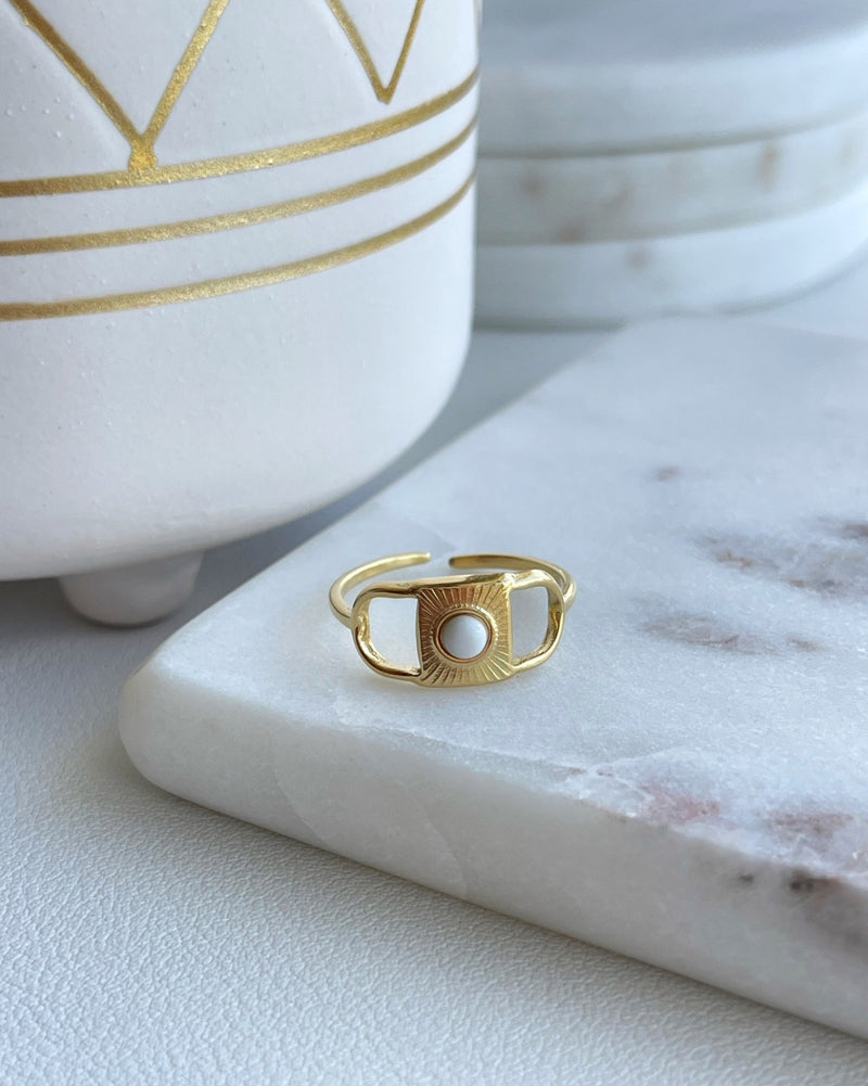 White Stud Ring